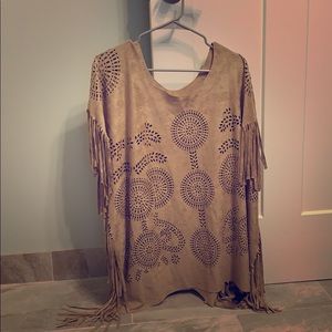 Suede poncho